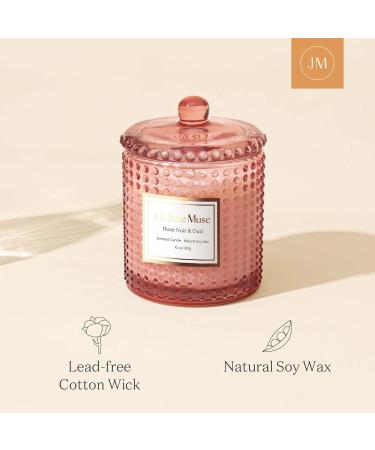 La Jolie Muse Damascen Rose Fragrance Candle - 75 Hours of Aromatic Bliss Natural Wax & Floral Aroma - Perfect Gift for Women - 285g Rose Noir & Oud - Buy Online on SooperMarket.com