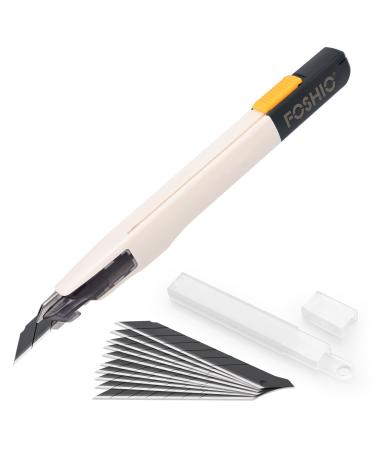 FOSHIO Craft Knife for Art, Craft, Model Making, Auto Locking Retractable Utility Knife with 10PCS Replacement Snap Off Blades 9MM, Box Cutter for Cartons, Cardboard, Leather and Boxes