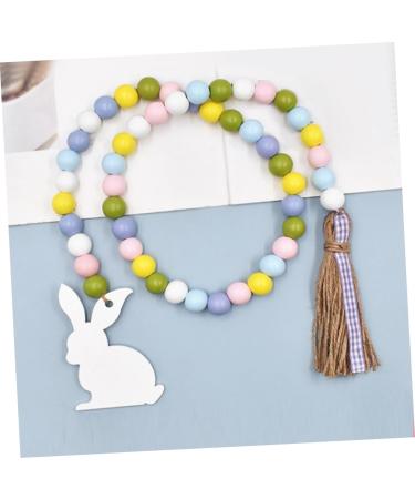 LIFKICH Fringe Decor Ornament Beaded Garland with Tassel Easter Farmhouse Bead Garland Hanging Door Bead Garland Tassel Garland Bead Easter Beaded Garland Wood Rabbit Rope - Buy Online on SooperMarket.com