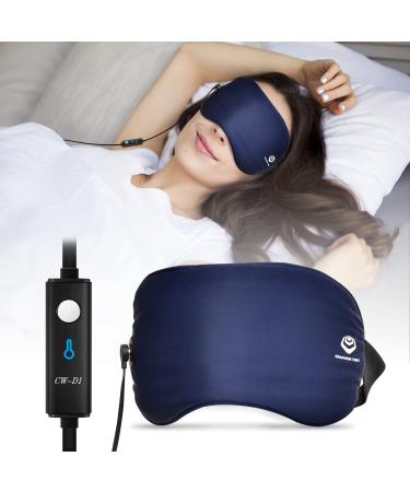 Heated Eye Mask, Warm Eye Compress Mask for Dry Eyes,100% Silk Sleep Mask, Adjustable Temp, USB Port, Heated Eye Mask for Dry Eyes Electric, Puffy Eye Relief Mask, Dry Eye Relief Mask Blue