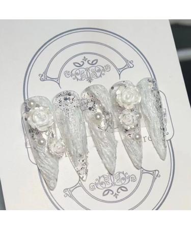 Temperament-enhancing manicure handmade camellia plaster manicure wearing nail patch European and American bride manicure.(M) - Buy Online on SooperMarket.com