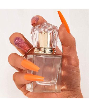 Sethexy Long Shiny Orange Ballerina Press-On Nails | 20pc Acrylic Coffin Nail Tips for Women & Girls | Bling Glitter False Fingernails - Buy Online on SooperMarket.com