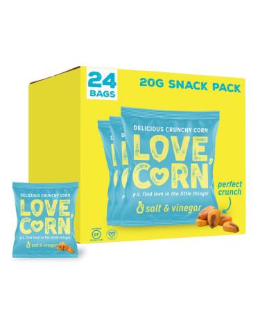 LOVE CORN Salt & Vinegar Crunchy Corn Snack 20g x 24 Bags Healthy Snacks Ideal for Gluten Free & Vegan Diets Low Sugar Alternative for Crisps Mixed Nuts & Pretzels Perfect To Graze On