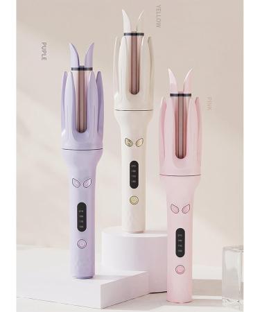 Rotating Curling Iron - Automatic Hair Curler with Fast Heating & 4 Adjustable Temps for Perfect Hair Styling - Purple - Buy Online on SooperMarket.com