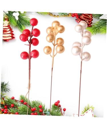 ABOOFAN 60 Pcs Christmas Fruit Christmas Decorations Christmas Holly Berries Christmas Berry Stems Winter Light House Decorations for Home Christmas Tree Fake Berry Foam Red Fruit Wreath Redx3pcs 17x3cmx3pcs - Buy Online on SooperMarket.com