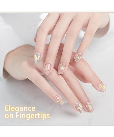 Buy Butterfly Nair Charms 40Pcs - Gold Alloy Nail Art Decorations with 7 Styles of 3D Bow Gemstones & Double Layer Designs - Buy Online on SooperMarket.com