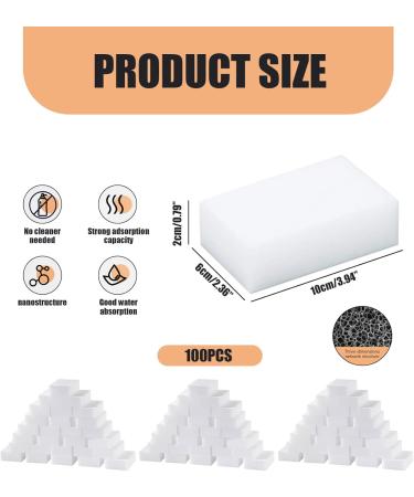Sponges for Cleaning 100Pcs Eraser Sponges for Cleaning Cuttable Foam Sponge Cleaning Sponges Thick and Long Lasting White Sponges Multi-Functional Eraser Sponges - Buy Online on SooperMarket.com
