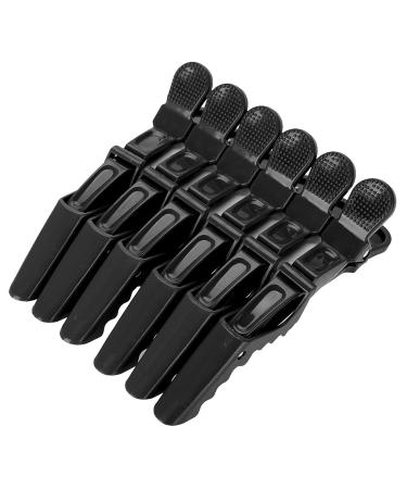 6pcs Black Crocodile Hair Sectioning Clips - Non-Slip Single Prong Hairpins for Salon & Hairdressing - Buy Online on SooperMarket.com