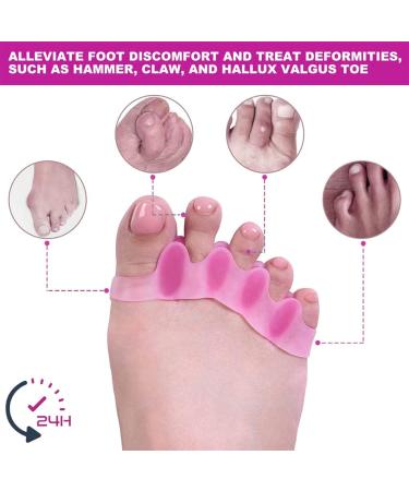 Gel Toe Spacers (2 Pair) - Bunion Corrector for Women Men - Toe Separator & Straightener - Pink - Buy Online on SooperMarket.com