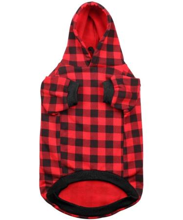 MTLIEPTE Red Plaid Dog Hoodie Sweater with Hat & Pocket XL - Pet Clothes - Buy Online on SooperMarket.com