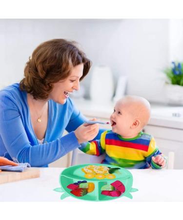 Baby Suction Plate Set - Non-Slip Silicone Divided Placemat with Fork & Spoon - Yellow - Buy Online on SooperMarket.com