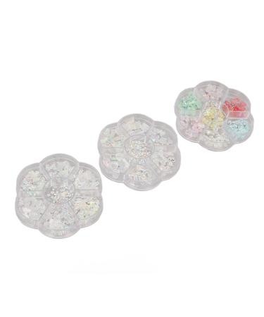 3 Boxes 3D Nail Art Rhinestones Mixed Style Nail Art Decoration DIY Resin Nail Stud Creative Nail Art Charm Shell Flower Ornament for DIY Design Manicure Supplies