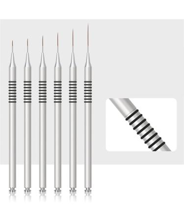 JSGHGDF 6Pcs Art Brush Striping Thin Long Line Dotting Drawing Pen Gel Polish Painting Metal Handle Striper - Buy Online on SooperMarket.com