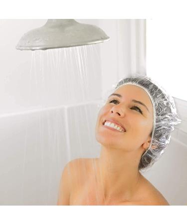 Buy Disposable Waterproof Shower Hoods - 100 Transparent Plastic Hair Protection Caps for Salon Spa & Travel - Buy Online on SooperMarket.com