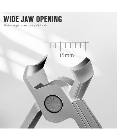 FERYES Stainless Steel Nail Clippers for Thick Nails - Wide Jaw Toenail Cutter with Metal File for Seniors, Men & Women - Gray - Buy Online on SooperMarket.com