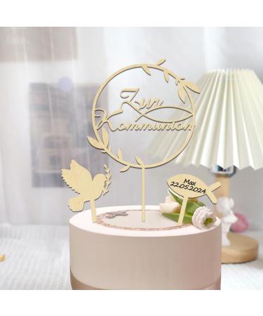 Buy Charming Cake Topper for Confirmation & Communion | Wood Baptism Fish Decoration - 3PCS Set for Girls - Buy Online on SooperMarket.com