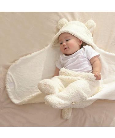 Yinuoday Baby Hooded Swaddle Blanket | Fleece Sleeping Bag for Newborn Boys and Girls - White - Buy Online on SooperMarket.com