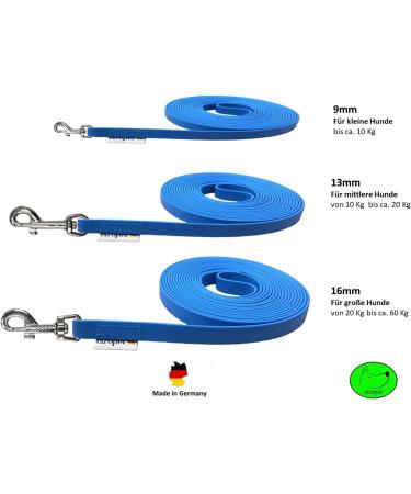 Drag Line Biothane Dog Leash for Small Dogs - 9mm 3m/10m/15m Light Blue 1.30m without Hand Loop - Buy Online on SooperMarket.com