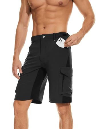 Waspornow Men's Cargo Shorts - 6 Pocket Summer Hiking & MTB Pants - Black Chino Stretch Bermuda - Buy Online on SooperMarket.com
