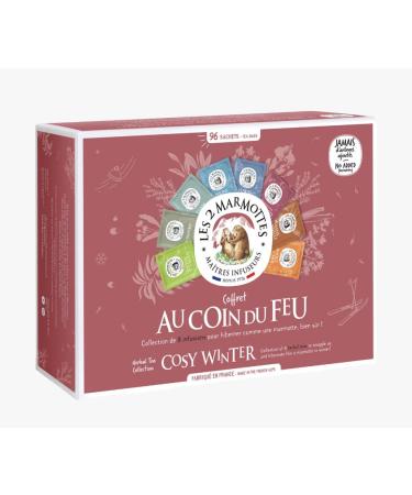 Cosy Winter Les 2 Marmottes French Herbal Tea Colletion Coffret Au Coin Du Feu 8 Infusions 96 Sachet Tea Bags Individually Packet