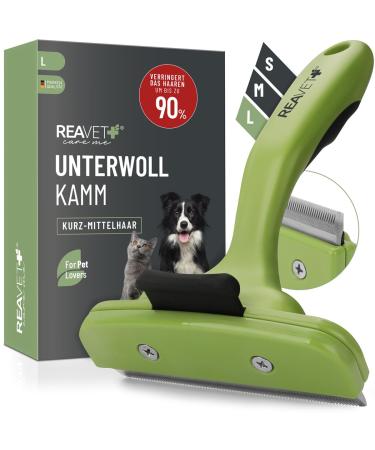 Reavet Unterwollkamm for dogs & cats short hair I large races (size L) I removed underwool maintains the top hair I with self-cleaning button I cat comb.