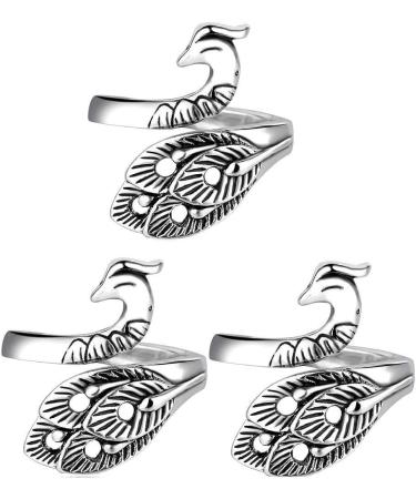 (3PCS) Adjustable Knitting Loop Crochet Loop Ring Knitting Accessories Peacock Open Finger Ring Adjustable Braided Ring for Faster Knitting