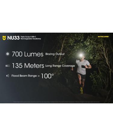 Nitecore NU33 Rechargeable Headlamp 700 Lumen USB-C with Red Light and Reading Lights | Includes Lumen Cable Organizer - Buy Online on SooperMarket.com