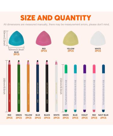 Rustark 32 Pcs Tailoring Marker Set - Fabric Marker Chalk, Disappearing Ink Pen, Sewing Marking Pencil for Quilting, Sewing, Dressmaking - Buy Online on SooperMarket.com