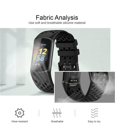 TopPerfekt Sport Bands for Fitbit Charge 5 - Adjustable Breathable Silicone Replacement Band - Orange Pink - Women Men - Buy Online on SooperMarket.com