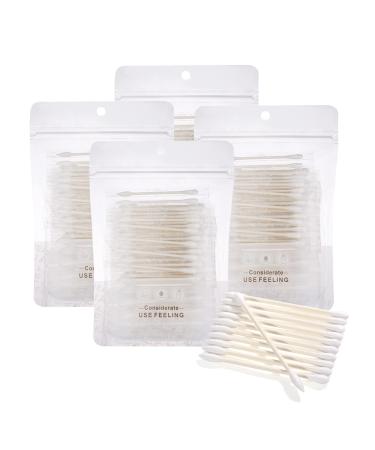 Cotton swabs individually packaged cotton swabs biodegradable cotton swabs suitable for ears beauty care cleaning make-up round and lace shape cotton heads (400 pieces)