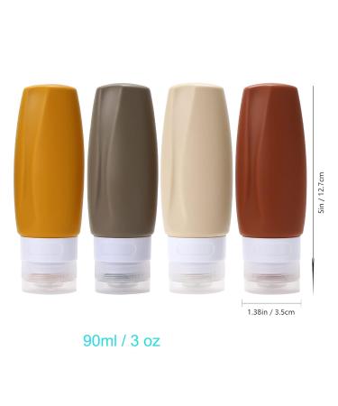 90ml Silicone Travel Bottles Set - BPA-Free Leak-Proof Refillable - Perfect for Toiletries Lotion Shampoo Conditioner (Brown) | International Shipping - Buy Online on SooperMarket.com