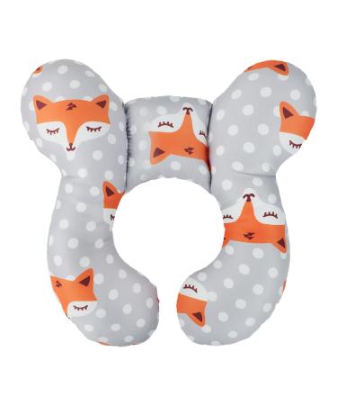 Baby Travel Pillow Head Neck Support Pillow Neck Cushion Headrest Pillow Newborn Pushchair Insert Pillow for Infant 0-1 Years Old for Car Seat Pushchair Stroller fox