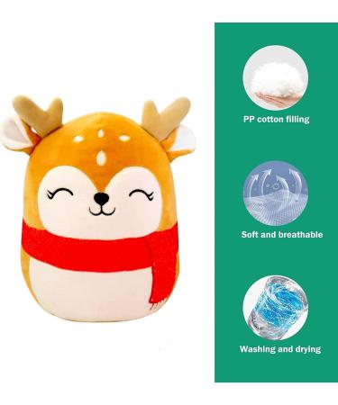 Cute Christmas Reindeer Soft Plush Toy - Xmas Reindeer Pillow Doll for Kids, Boys, Girls - Kawaii Stuffed Animal Gift - Christmas Home Decoration - Buy Online on SooperMarket.com
