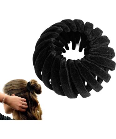 Hair Ring Bun - Sorcery Hair Clamp Avian roosts Styled Clips | Non-Skid Design Mobile roosts Plate Hairpin Expandable Ponytail Holder Hair Ornaments for Ladies Females 5.5 Inches Black - Buy Online on SooperMarket.com