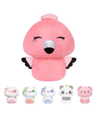 Mewaii 8'' Soft Flamingo Mushroom Pillow Stuffed Animal Plush Plushie Squishy Toy - Cuddly Flamingo Plush for Kids Flamingo 8 Inch