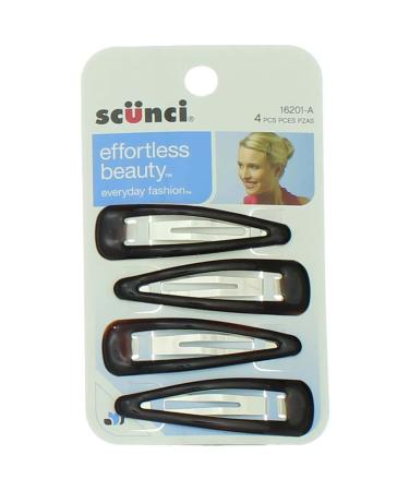 Scunci Effortless Beauty Snap Hair Clip Brown 4 Pieces