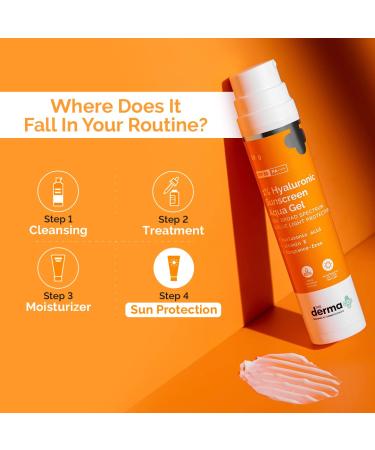 1% Hyaluronic Sunscreen Aqua Gel SPF 50 | Broad Spectrum UVA/B & Blue Light Protection | Lightweight Quick Absorbing | Vitamin E | 50g - Buy Online on SooperMarket.com