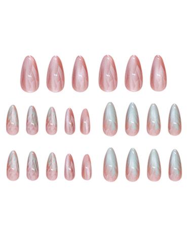 Bexdug Medium Press On Nails | Ombre Fake Nails - Almond 12 Sizes Cat Eye Artificial Press On Nails Includes Nail File For Woman