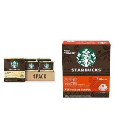 STARBUCKS Veranda Blend for Nespresso Vertuo Blonde Roast Coffee Pods 8 K-Cup Capsules Pack of 4 & By Nespresso Single Origin Columbia Coffee Pods Medium Roast Coffee+Columbia Coffee Pods Veranda 1 count (Pack of 4)