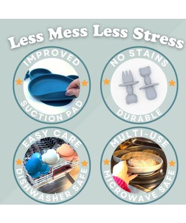Suction Plate Baby Cutlery Set with Toothbrush, Bowl, Spoon, Fork - Dishwasher Safe, Pebble Grey - Buy Online on SooperMarket.com