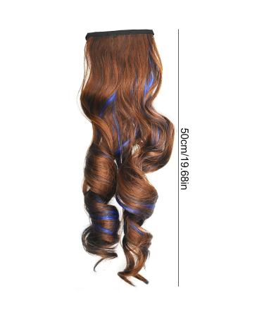 Saijer Ponytail Extensions - 2 PCs Corrugated Long Hair Extensions | Realistic Wrap-Around Wig for Girls - Brown Purple Blue - Buy Online on SooperMarket.com