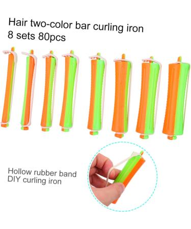 NOLITOY 8set 80pcs Curling Iron Hair Rollers Curling Wand Fashionable Hair Curler Two-color Rubber Band - Buy Online on SooperMarket.com