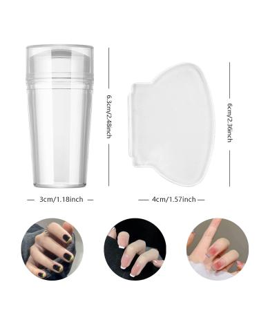 Clear Nail Art Stamper with Cap & Scraper | Silicone Jelly Stamp for DIY Nail Art | Perfect for French Smile Lines & Transparent Designs - Buy Online on SooperMarket.com