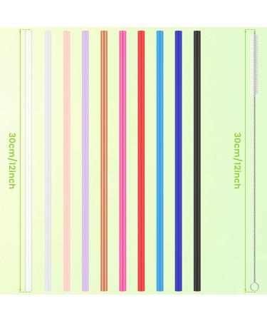 SHASUXTING 10 Pack Reusable Straws with Clearing Brush 12in Long Replacement Straws 10 Colors Tumblers Straw Replacement Food Grade Reusable Plastic Straws Durable for 40oz Tumblers Mugs Half Gallon J - Buy Online on SooperMarket.com