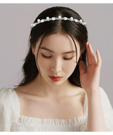 2 Pcs Pearl Rhinestone Headbands - Bridal Hair Hoop for Elegant Women and Girls - Buy Online on SooperMarket.com