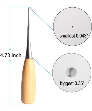 2PCS Alloy Steel Wood Handle Punching Tapered Awl Craft Cloth Scratch Awl Repair Tool for DIY Craft - Buy Online on SooperMarket.com