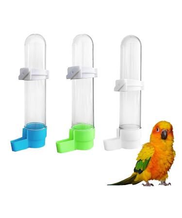 Lezevn 3 Pieces Bird Water Feeder 120 ML Hanging Water Dispenser Automatic Waterer Feeding Cup Multicoloured Plastic Bird Water Bottles for Parrots Canary Budgie Cockatiel