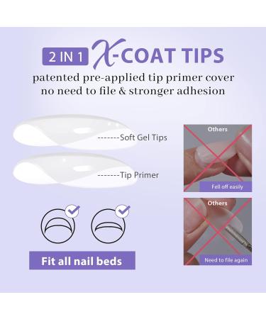 XS Short Square Gel Nail Tips - Pre Colored Milky White Soft Gel Nail Tips | Natural Press-On Nails | XCOATTIPS Pre Applied Primer - Buy Online on SooperMarket.com