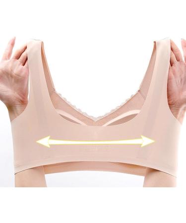 Angxiwan Ladies Bustier Yoga Bralette - Seamless Breathable Cross Back Design Spaghetti Straps Medium Zipper Front - Stylish Comfort in Beige XXL - Buy Online on SooperMarket.com