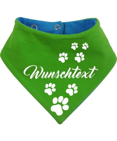Both-sided multicolor dogs turning cloth (FB: Lime-Royal) (Gr.5- HU 52-60 cm) with your desired text size 5- neck circumference 52- 60 cm LIEMGEEN-ROYALBLAU